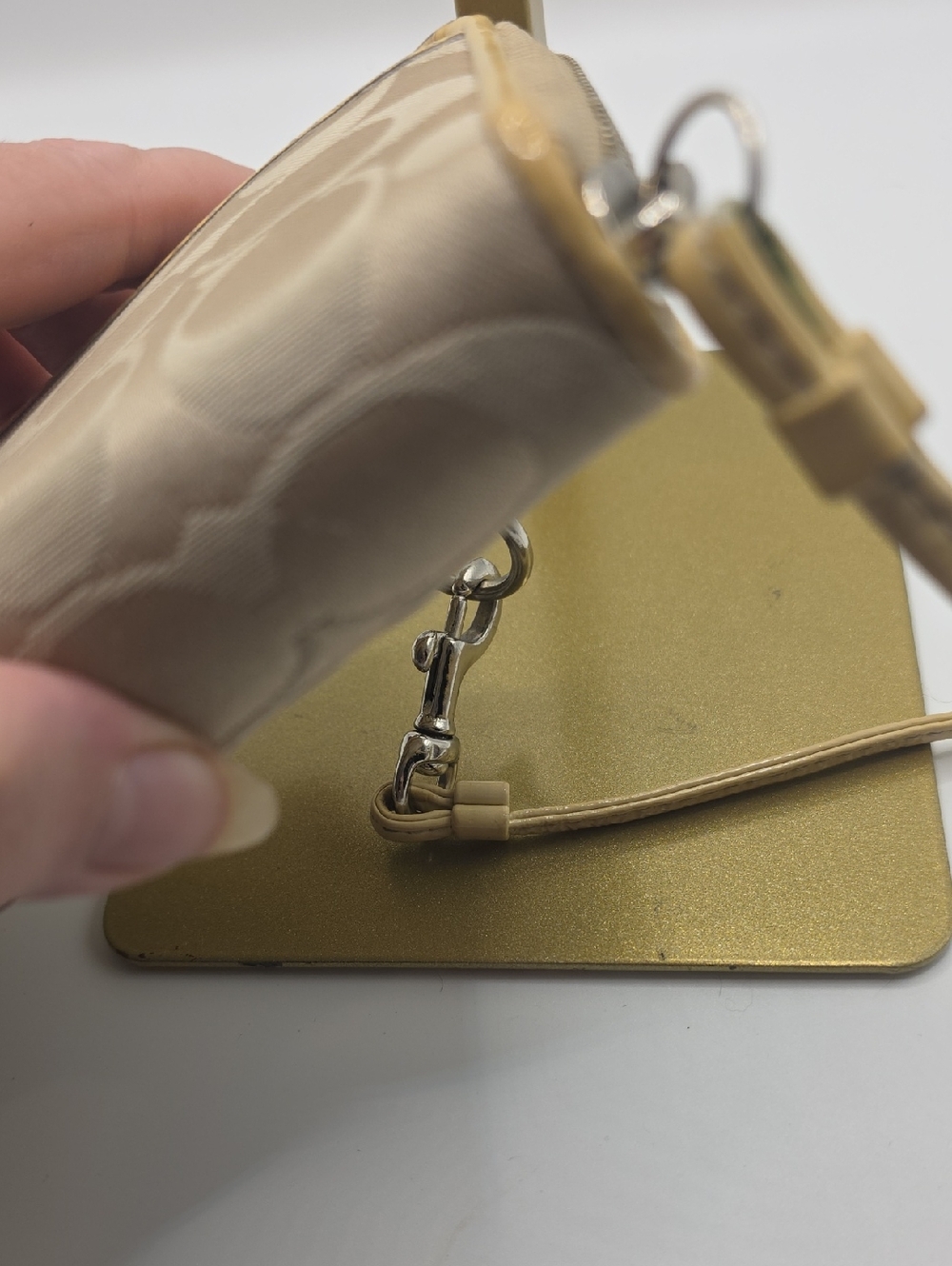 Coach Beige/Tan Signature Wristlet with Detachable Strap - Picture 17 of 17